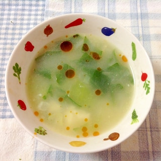 ちんげん菜と豆腐のネギ生姜スープ♪